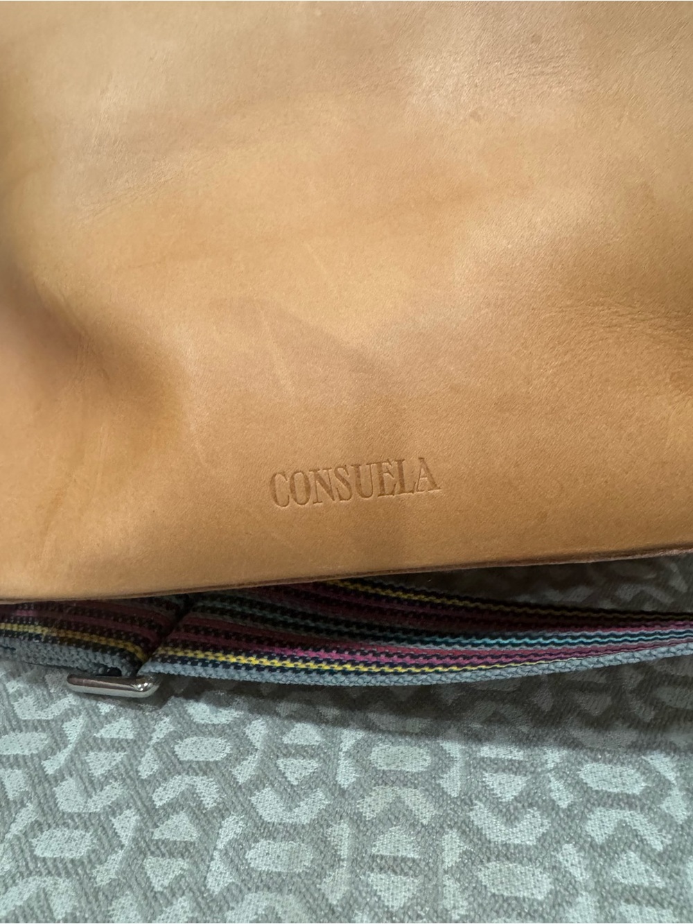 Consuela Diego slingback Tan Leather Messenger with Multicolor Stripe Strap - Picture 2 of 6